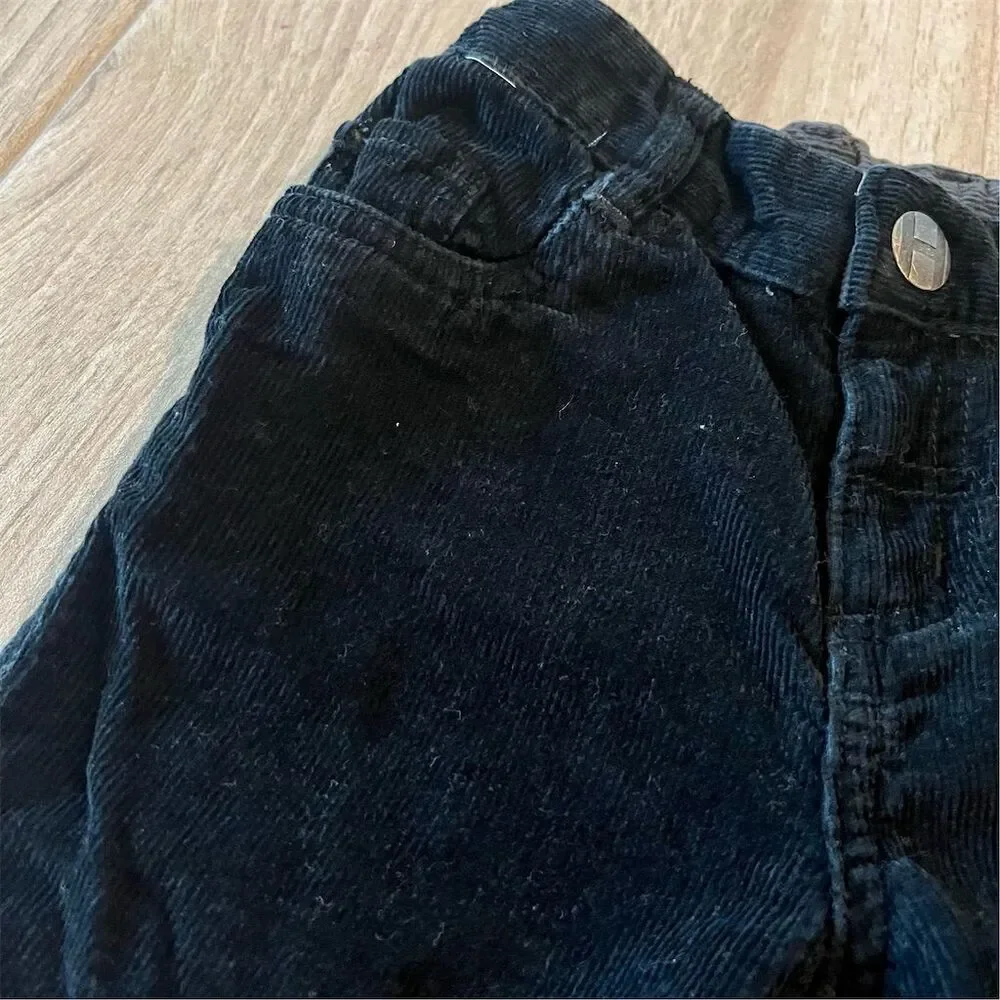 Hanna Andersson Boys Black Corduroy Pants Size 4-5 Casual Elastic Waist